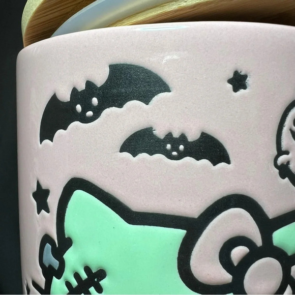 Sanrio Hello Kitty Halloween Pink & Green Frankenstein Ghost Ceramic Canister - Picture 8 of 12